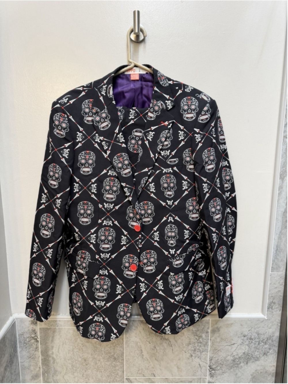 OppoSuits Mens Black Haunting Hombre Jacket Pant 42